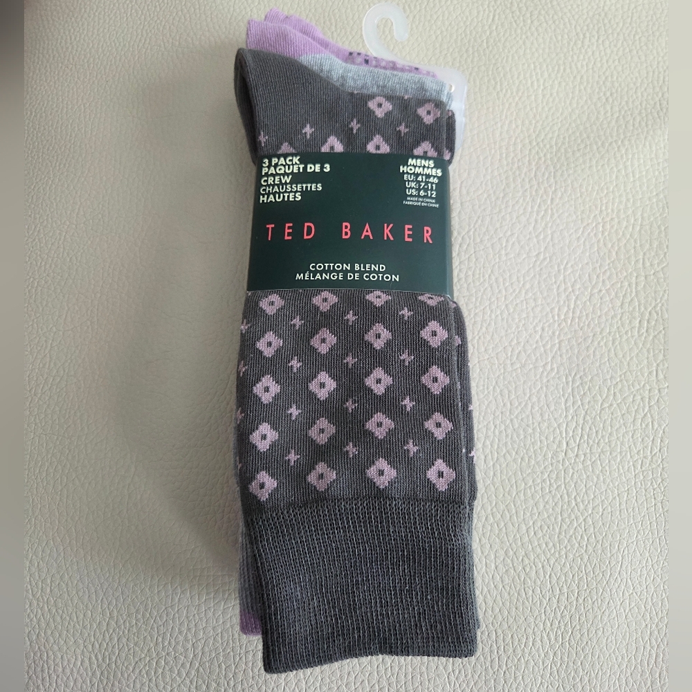 NWT - Ted Baker Men's Cotton Blended Crew Socks (3 Pack)